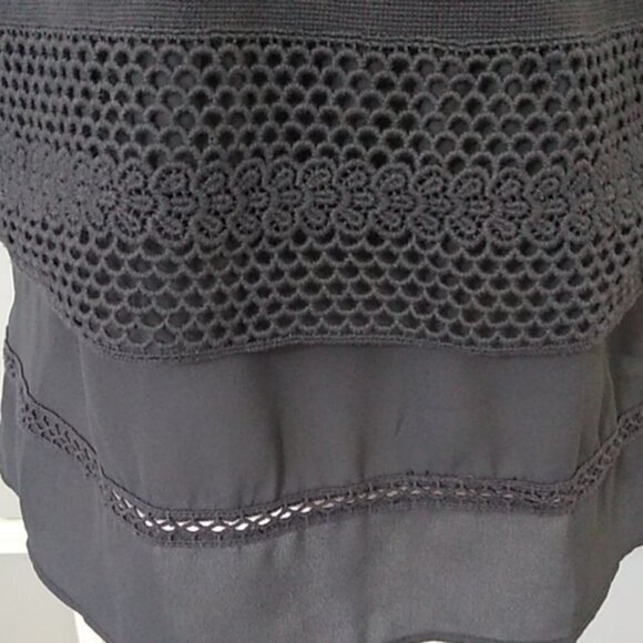 LOFT Gray Laser Cut Layered 3/4 Sleeve Cotton Sweater - Picture 4 of 11